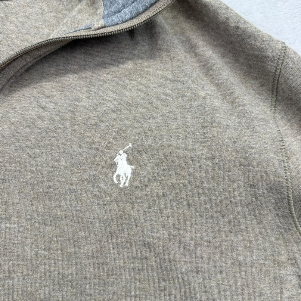 Polo Ralph Lauren Pullover Mens M Brown Quarter Zip Long Sleeve Cotton Pony Logo